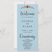 Metallic Bronze Moon Phases Blue Wedding Program (Vorderseite)