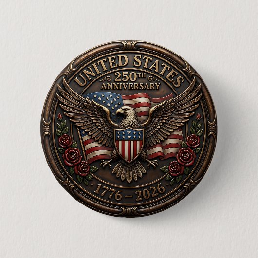 Metallic Bronze United Staes 250th Anniversary Button (Vorderseite)
