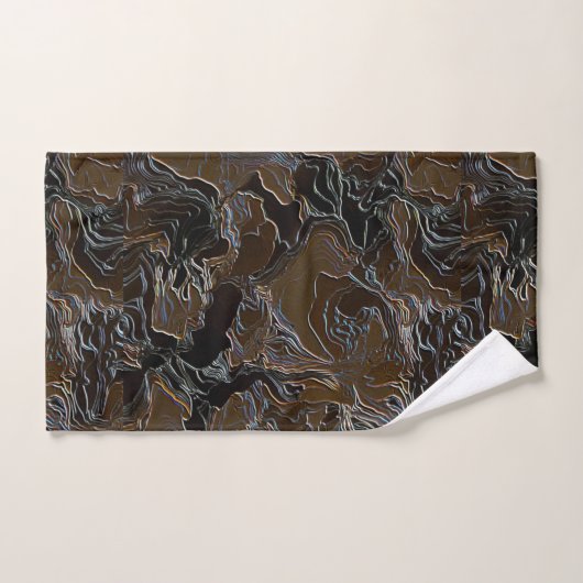 Metallic Brown Camouflage Badhandtuch Set (Handtuch)