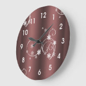 Metallic Brown White Wirbel Weihnachten Große Wanduhr (Winkel)