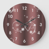 Metallic Brown White Wirbel Weihnachten Große Wanduhr (Vorderseite)