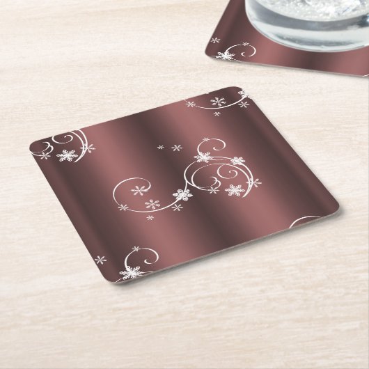 Metallic Brown White Wirbel Weihnachten Rechteckiger Pappuntersetzer (angewinkelt)