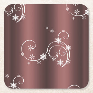 Metallic Brown White Wirbel Weihnachten Rechteckiger Pappuntersetzer