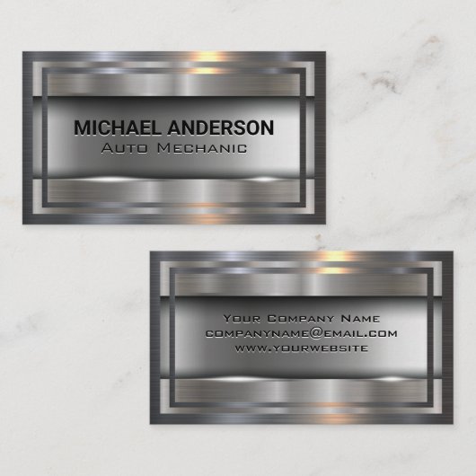 Metallic Brushed | Metallgrenzen Visitenkarte (Vorne/Hinten)