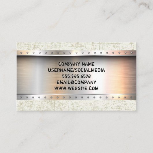 Metallic Brushed | Rivets | Grunge Texture Visitenkarte (Rückseite)