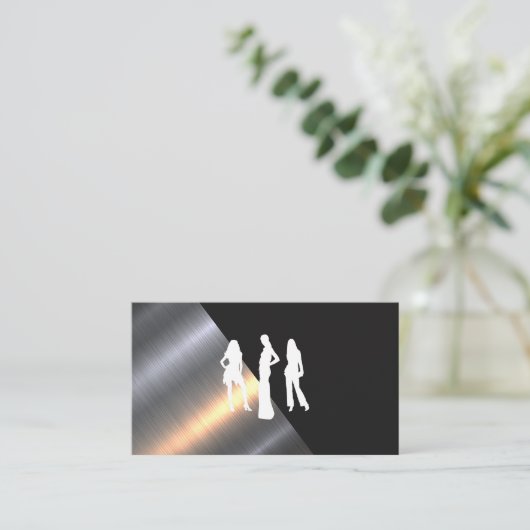 Metallic Brushed | Schwarze Textur Visitenkarte (Stehend Vorderseite)