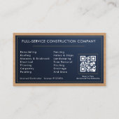 Metallic Building Construction Navy Blue Gold Wood Visitenkarte (Rückseite)