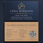 Metallic Building Construction Navy Blue QR Code Visitenkarte