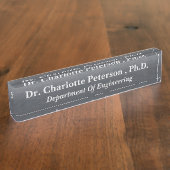 Metallic Charcoal Black PhD oder Doktorat Namensplakette (Seite)