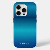 Metallic cobalt blue texture monogram Case-Mate iPhone hülle (Rückseite)