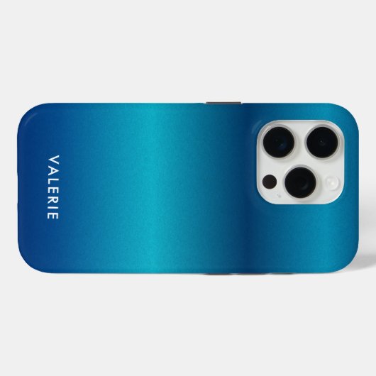 Metallic cobalt blue texture monogram Case-Mate iPhone hülle (Rückseite (Horizontal))