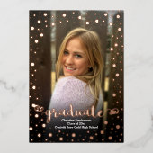 Metallic Confetti Foto Abschluss Folieneinladung (Vorderseite)
