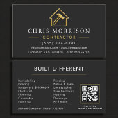 Metallic Construction Modern Black Gold QR Code Visitenkarte