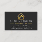 Metallic Construction Modern Black Gold QR Code Visitenkarte (Vorderseite)