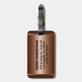 Metallic copper texture personalized black text gepäckanhänger (Rückseite vertikal)