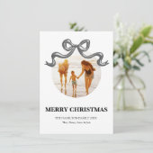 Metallic Coquette Bow Weihnachtsfotokarte Feiertagskarte (Stehend Vorderseite)