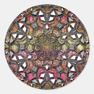 Metallic Crystal Mandala Runder Aufkleber