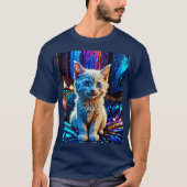 Metallic Design White Kitten T-Shirt (Vorderseite)