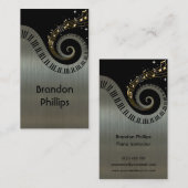 Metallic Effect Piano Keys Gold Music Visitenkarte (Vorne/Hinten)