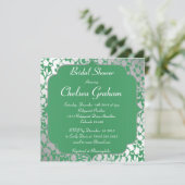 Metallic Emerald Green Bridal Dusche Einladung (Stehend Vorderseite)