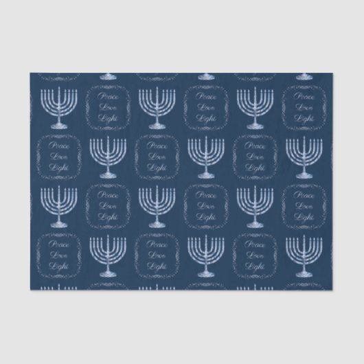 Metallic Filigree Menorah Peace Liebe Light Seidenpapier (Vorderseite)