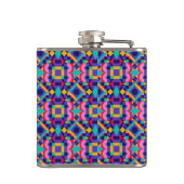 Metallic flask with vibrant geometric pattern  flachmann (Rückseite)