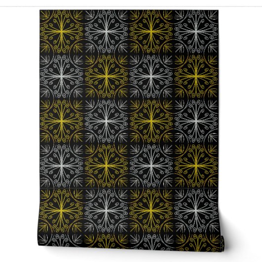 Metallic flower tile abstract tapete (Abrollen)