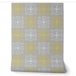 Metallic flower tile gray background tapete