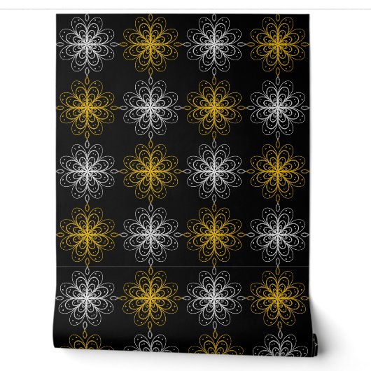 Metallic flower tile gray background tapete (Abrollen)