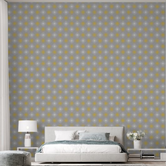 Metallic flower tile gray background tapete (Schlafzimmer)