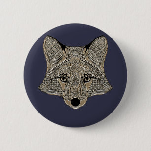 Metallic Fox Face Button