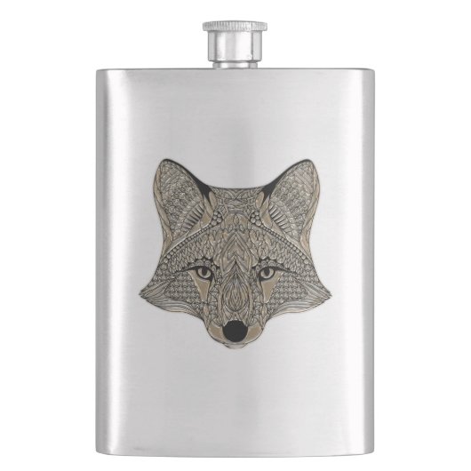 Metallic Fox Face Flachmann (Vorderseite)