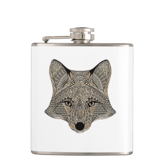 Metallic Fox Face Flachmann (Vorderseite)