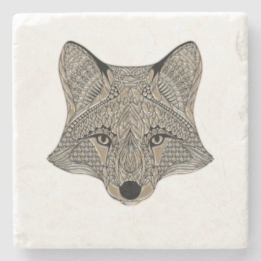 Metallic Fox Face Steinuntersetzer (Vorderseite)