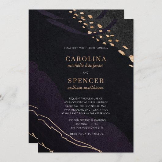 Metallic Geode Wedding Einladung (Vorne/Hinten)