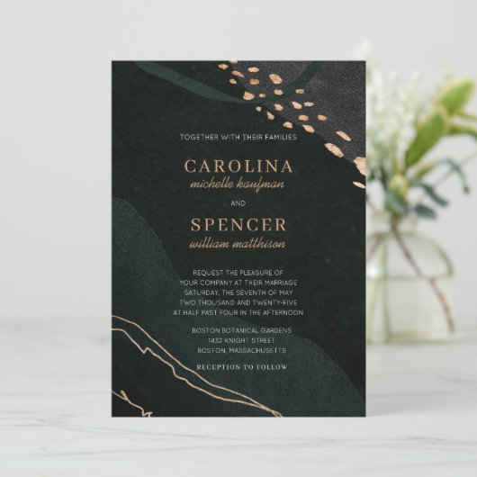 Metallic Geode Wedding Einladung (Stehend Vorderseite)