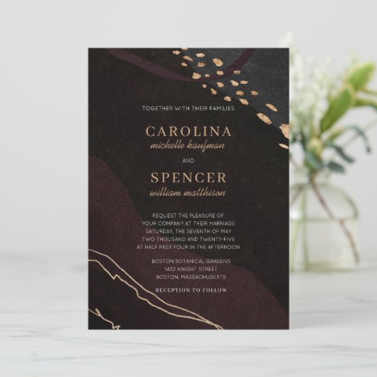 Metallic Geode Wedding Einladung (Stehend Vorderseite)