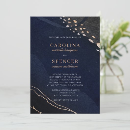 Metallic Geode Wedding Einladung (Stehend Vorderseite)