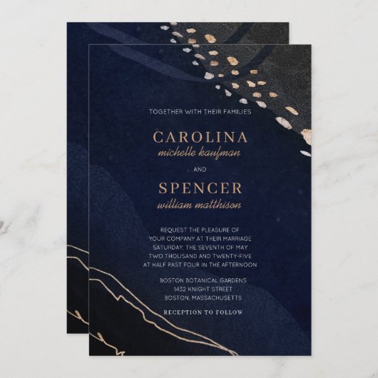 Metallic Geode Wedding Einladung (Vorne/Hinten)