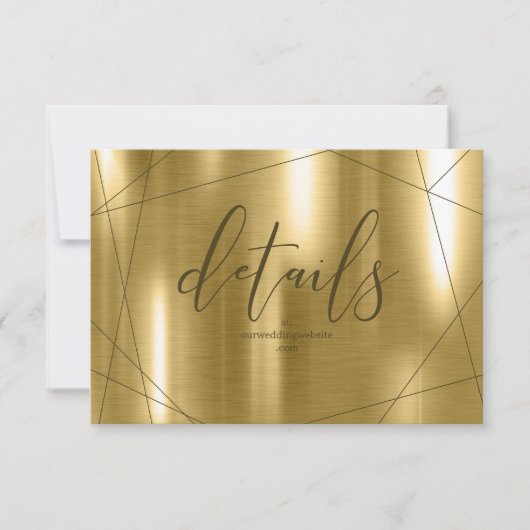 Metallic Geometric Wedding Details Gold ID648 RSVP Karte (Vorderseite)