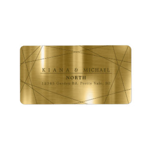 Metallic Geometric Wedding Gold ID648 Adressaufkleber