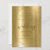 Metallic Geometric Wedding Gold ID648 Einladung (Vorderseite)