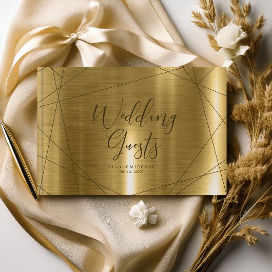 Metallic Geometric Wedding Gold ID648 Gästebuch