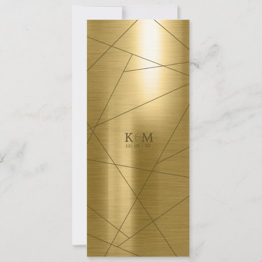 Metallic Geometric Wedding Menu Gold ID648 (Rückseite)