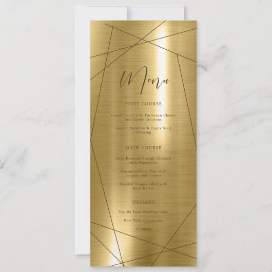 Metallic Geometric Wedding Menu Gold ID648 (Vorderseite)