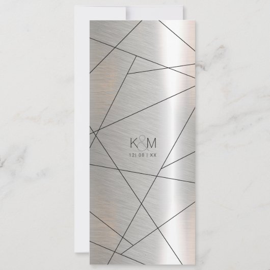 Metallic Geometric Wedding Menu Silver/Black ID648 (Rückseite)