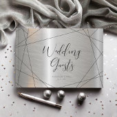 Metallic Geometric Wedding Silver ID648 Gästebuch