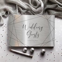 Metallic Geometric Wedding Silver ID648 Gästebuch