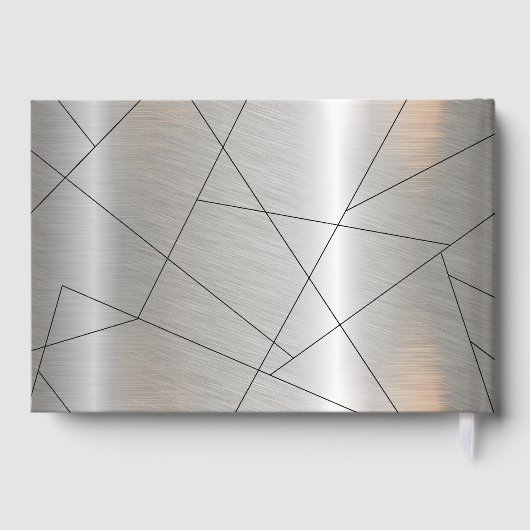 Metallic Geometric Wedding Silver ID648 Gästebuch (Rückseite)