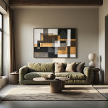 Metallic Geometry Golden Balance Leinwanddruck<br><div class="desc">Geometric abstract art combining rectangles and subtle shapes in black,  white,  gray,  and metallic gold. The structured composition evokes modern architecture with industrial textures. Perfect for contemporary decor seeking sophistication,  visual balance,  and a touch of discreet luxury.</div>